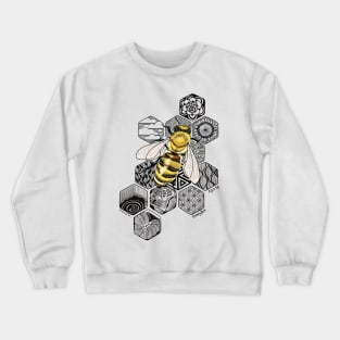 Golden Honey Bee Doodle -white Crewneck Sweatshirt